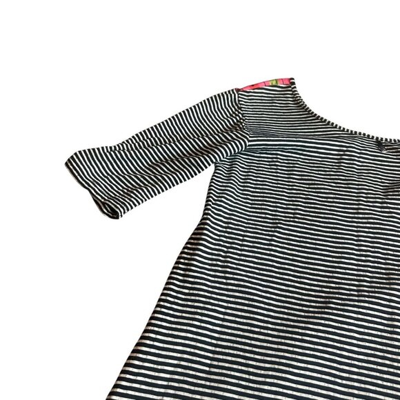 Volt Designs Rose Print Dress Stripe Back Colorful Stretch Size 3 Large Women's - Picture 9 of 13